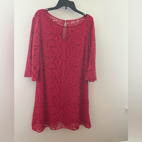 Julian Taylor Dresses & Skirts - Julian Taylor Red Lace Long Sleeve Dress
